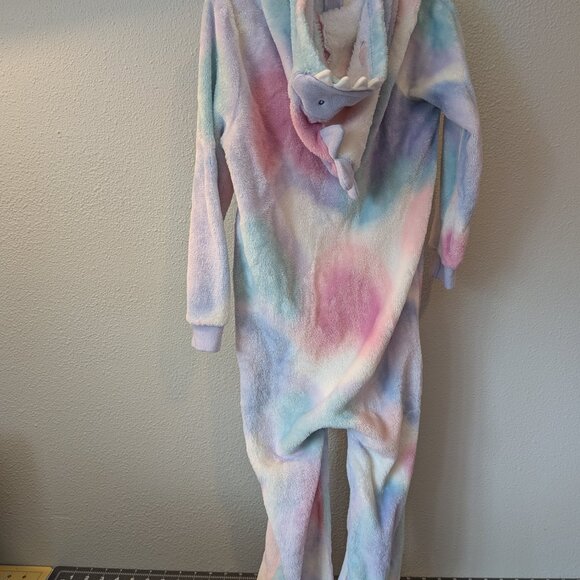 Carters zip up one piece Fleece Onesie pajamas Tie Dye Dinosaur - size 6 - Picture 3 of 4